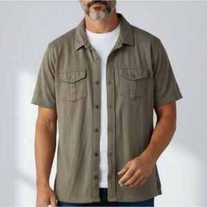 Prana Organic Cotton Brown Short Sleeve Shirt
